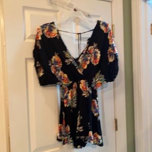 Large flowered black romper! Great fun Summer outfit